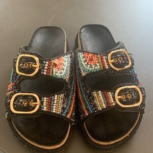House of Harlow 1960 Multicolor Beaded Sandals
